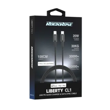 Picture of RockRose 20W PD QuickCharge Type-C to Lightning cable