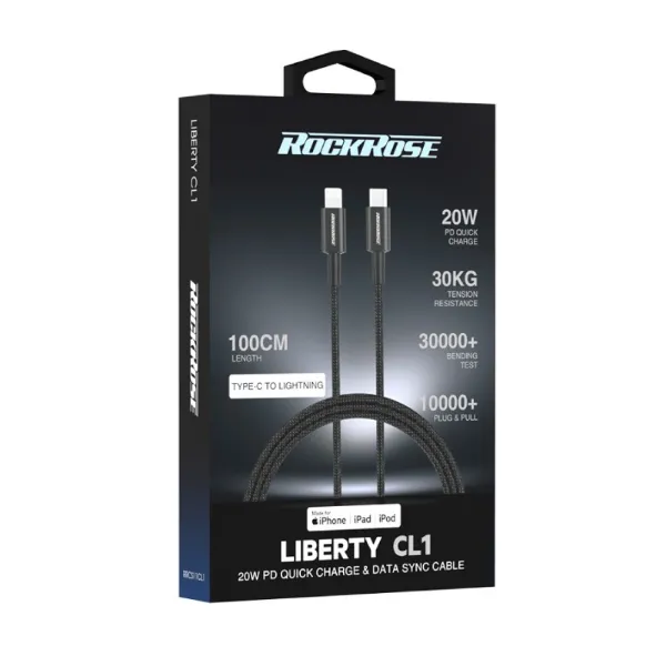 Picture of RockRose 20W PD QuickCharge Type-C to Lightning cable