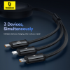 Picture of Baseus Free2Draw Retractable Crystal Fast Charging Data Cable USB to Micro + Lightning + Type-C 100W