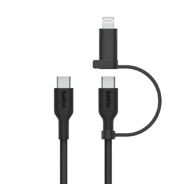 Picture of Belkin BOOSTCHARGE 2-in-1 USB-C to USB-C Braided Cable with Lightning adapter