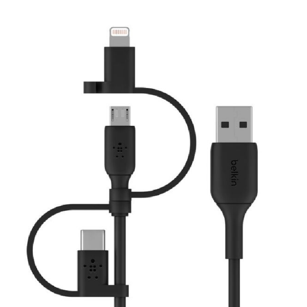 Picture of Belkin BoostCharge Universal Cable, USB-A cable with USB-C, Micro-USB and Lightning connectors
