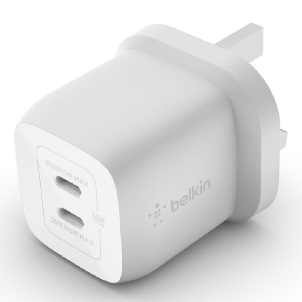 Picture of Belkin 70W 3PORT GAN Wall Charger with Interchangeable Plug Tips (US PLUG + UK&EU PLUG)