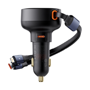 صورة Baseus Enjoyment Pro Car Charger C + Retractable C & iP Cable 60W