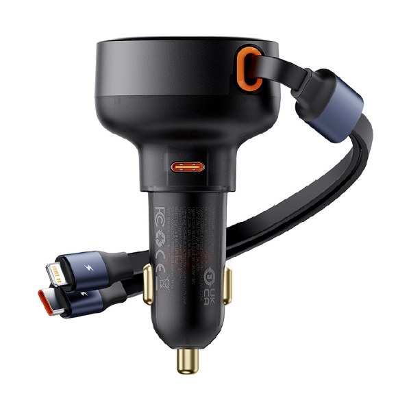 Picture of Baseus Enjoyment Pro Car Charger C + Retractable C & iP Cable 60W